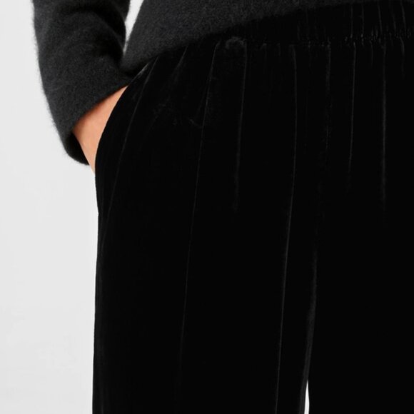 Eileen Fisher Black Stretch Velvet Knit Pull-On Ankle Pant - Picture 3 of 3